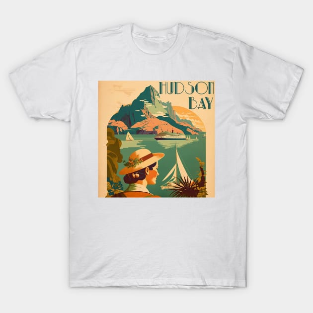 Hudson Bay Canada Vintage Travel Art Poster T-Shirt by OldTravelArt